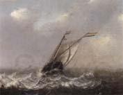 unknow artist a smalschip on choppy seas,other shipping beyond